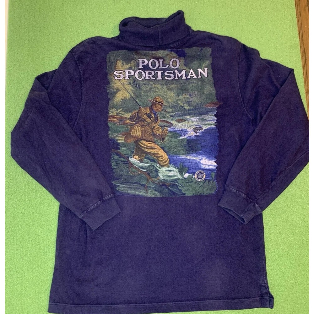 Vintage Polo Country Sportsman Sweater Mens Blue Long Sleeve Logo Size XL